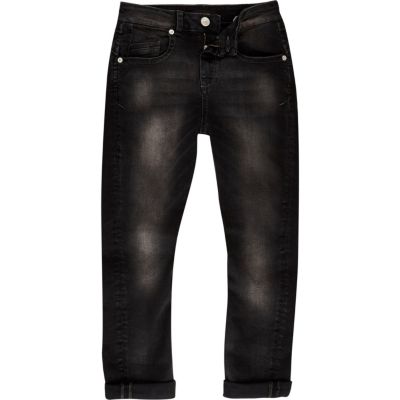 Boys black wash Chester tapered jeans